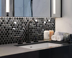 Blujellyfish Hexagon Black Tile Backsplash Metal Mosaic Wall Floor Tiles (Box of 5 Sheets)