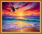 Dooxvey Cross Stitch Kits for Adults Beginners,Full Range of Cross-Stitch Stamped Kits Needlepoint Kits for Beginners Embroidery Kits 11CT Cross Stitch Patterns-Sunrise by The Seaside 16x20 inch