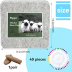 WONVOC Needle Felting Pad, 6x6x1'' Natural Wool Felting Mat, Needle Felting Supplies, with Finger Cots and 40 Straight Pins, for Wool Project Crafts