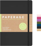 PAPERAGE Recycled Lined Journal Notebook, (Black), 160 Pages, Medium 5.6 in x 8 in - 100 GSM Thick Paper – College Ruled, Hardcover Journaling Notebook for Work, School & Note Taking