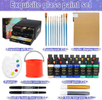 Colorful Kids Acrylic Glass Paint Exquisite Art Kit, Stained Glass Kit, Gift Box Set for DIY Arts and Crafts, Perfect for kids and Beginners, Inspire Imagination and Family Bonding