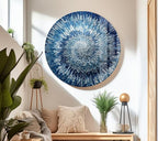 My Photostation.com Round 31,5'' Abstract Blue Textured Glass Wall ArtTempered Glass Printing Wall Decor Large Wall Art Wall Hangings