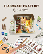 DIY Miniature House Kit, DIY Dollhouse Kit for Adults to Build, Mini House Kit with LED, Mayberry Street Miniatures, Ideal Gifts for Birthday, Valentine Christmas(Happy Times)