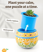 PieceRelax 3D Puzzle Planter 80 Pieces - Summer Blossoms, Home Decor Flower Pots for Indoor Cactus, Succulents Pots [K1126]