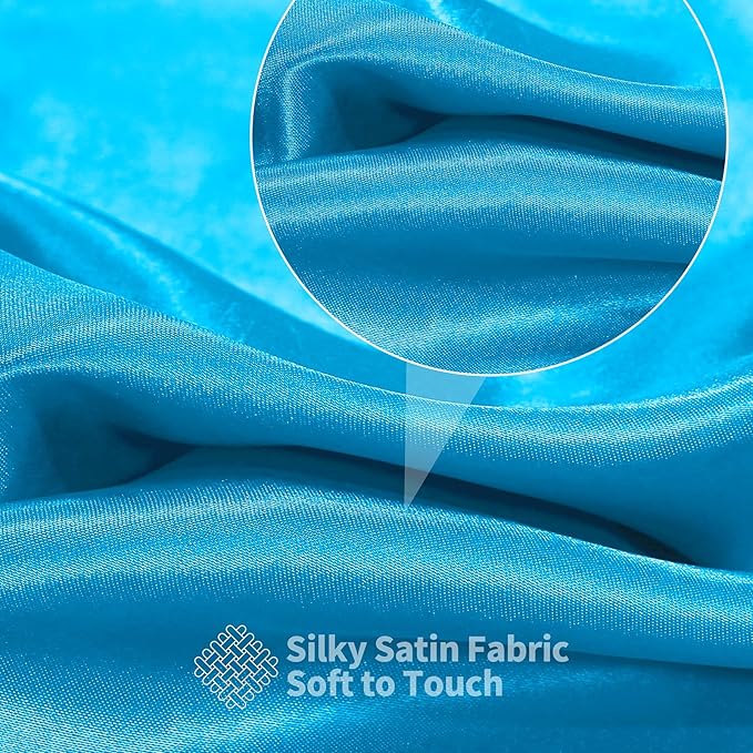 RUDONG M Aqua Blue Satin Fabric by The Yard, 5 Yard x 60 Inch Wide Silky Charmeuse Satin Fabric, Soft Satin Fabric for Wedding Decorations, Bridal Dress, Sewing, Accessories, DIY Crafts