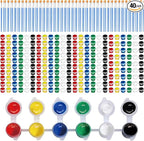 40 Pack 6 Colors Mini Acrylic Paint and Brushes Set for Kids Party Favor, Individual Paints Strips Sets with Brush for Kid, Student Painting Kit for Canvas