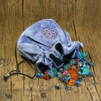 DND Dice Bags Large with Pockets Blue Storage Bag with D20 Logo for Dungeon and Dragons RPG Game Dices - Capacity 200+ Dice