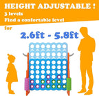 SDADI Height Adjustable Giant 4 in a Row Connect Game, 2-in-1 Jumbo 4-to-Score Game with Ring Toss Game Set, Indoor Outdoor Yard Game Party Game for Kids Adults and Family, Orange