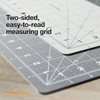 Fiskars Cutting Mat, Self-Healing Fabric Cutting Surface, Double-Sided Grid with Bias Lines, 18"x24"