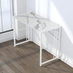 Folding Computer Desk 40 inch Writing Gaming Computer Camping Desk, No Assembly Required Home Office Table, White Marble