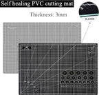 HEADLEY TOOLS 18" x 24" Thickened Self Healing Cutting Mat, A2 Rotary Cutting Sewing Mat for Crafts, Double Sided 5-Ply Table Cutting Board for Fabric Quilting Leather Arts Hobby Project, Grey/Black
