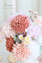 Floroom Artificial Dahlia Flowers 25pcs Real Looking Dusty Rose Shades Foam Fake Roses with Stems for DIY Wedding Bouquets Bridal Shower Centerpieces Floral Arrangements Party Tables Home Decoration