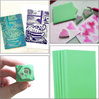 KUKLIPJIM 25 Pcs 4x6" Rubber Linoleum Stamp Carving Blocks for Printmaking, Artists, Crafts and More (Green)