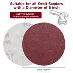 5 Inch 100 PCS Sanding Disc 600 Grit,Hook and Loop Sanding Discs for Random Orbital Sander