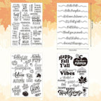 Whaline 4 Sheet Fall Thanksgiving Words Clear Stamps Greeting Words Pumpkin Maple Leaves Silicone Transparent Stamps Happy Fall Stamp Cards for DIY Craft Card Making Scrapbooking Embossing Album Decor