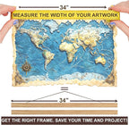 DACRI HOME 34 Inch Magnetic Poster Hanger Frame -Sturdy Teak Wood Poster Frame, Strong Magnets for Quick Hanging Maps, Posters, Picture, Print, Scroll Wall Art 34x22 34x23 34x24 (34", Natural Wood)