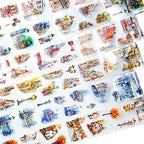 Street Corner PET Tape Set, 6 Rolls Pre-Cut Vintage Cityscape Stickers for Journaling, Scrapbooking, DIY Crafts, Art Supplies