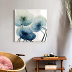 Empire Art Direct Frameless Free Floating Tempered Glass Panel Graphic Wall Art Ready to Hang, 24" x 24", Unfocused Beuaty, Blue Flower