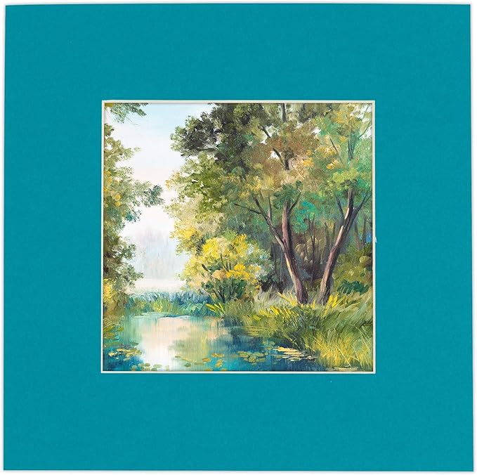 8.5x11 Mat Bevel Cut for 7x9 Photos - Acid Free Teal Blue Precut Matboard With Backing Board and Crystal Clear, Self Seal Photo Mat Bag - For Pictures, Photos, Framing - 4-ply Thickness
