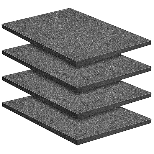 DECOHS 4 Pcs Polyurethane Foam Sheet- 16 x 12 x 1 Inch Cuttable Foam Inserts for Cases- Packing Foam Pads for Toolbox Camera Storage and Crafts