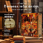 Book Nook Kits for Adults – The World Library Booknook – 3D Wooden Puzzle with LED Lights – Creative Bookshelf Insert & Educational Gift for Book Lovers & DIY Enthusiasts