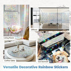 DOWELL Window Privacy Film Rainbow Film, Stained Glass Decorative Sticker, Static Cling Non-Adhesive Glass Clings, Sun Blocking Heat Control Window Coverings for Home Door, 35.4" x 78.7"