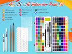 Caliart Watercolor Paint Set, 128 Colors with 4 Brushes Metallic Color Palette Kit, Portable Travel Watercolors Painting Gifts for Adults Artists Painters Beginners Art Supplies