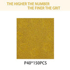 150PCS 40 Grit Gold Sanding Discs, 5-Inch 8-Hole Sandpaper for Random Orbital Sander, for Automotive or Woodworking
