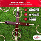 SWOOC Games - Rustic Ring Toss Game (All Weather) - Easy Setup & Extra Games Included - Ring Toss Game for Adults - Outdoor Acitivities for Adults - Yard Toys for Kids - Backyard Fun - Outdoor Party