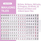 American Mahjong Tile Set with 166 Pink Back Tiles (1.2”, Tiles Only), Mahjong Game Set