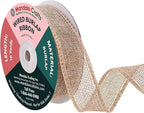 Mandala Crafts Natural Burlap Wired Ribbon 1 Inches Wide Jute Ribbons for Crafts - 10 Yds Roll Rustic Burlap Wrap Trim Ribbons for Wreaths Bows Party Decoration