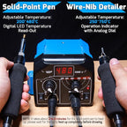 WEP 939D-II 2-IN-1 Wood Burning Kit 86-IN-1 with 51 Solid Points and 20 Wire Nibs Wood Burner with 2 Letter Number Stencils, 2 Unfinished Wood, 1 Pen Holder, Burning Tool