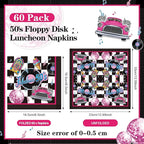 60 Pcs 50s Cocktail Paper Napkins 6.5 x 6.5 Inches Disposable Paper Napkins Dessert Beverage Napkin for Decoupage Luncheon Napkin for Party Wedding Birthday Party