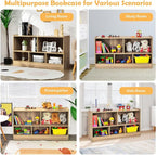 KOTEK Kids Storage Organizer, 5 Cubby Kids Bookshelf, Wooden 2-Layer Bookcase Storage Cabinet, Toy Shelf for Daycare, Nursery, School Classroom, Playroom, Living Room & Bedroom (Natural, 5 Cubes)