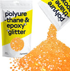 Hemway Polyurethane & Epoxy Resin Glitter 100g / 3.5oz Metallic Crystal Flake Additive for Flooring Jewelry Tumblers Glass Pigment - Super Chunky (1/8" 0.125" 3mm) - Fluorescent Orange