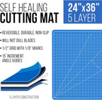 U.S. Art Supply 24" x 36" Self-Healing Cutting Mat 5-Ply - Double-Sided Pink/Blue Craft Mat, Non-Slip Cutting Mats for Crafts, Sewing, Quilting, Scrapbooking