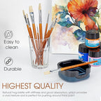 DUGATO 10pc Flat Hog Bristle Paint Brush Set - Short Handle Artist Brushes for Acrylic, Oil, Gouache, Watercolor - Canvas, Fabric & Craft Painting