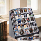 Trading Card Display Stand,5-Tier Bamboo Baseball Card Display Case, 35 pt Sports Card Display for Card Game Collection (Black)