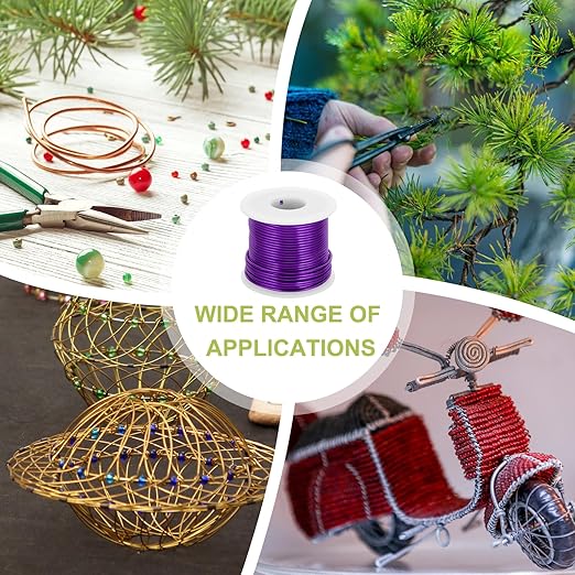 MECCANIXITY 12 Gauge Anodized Aluminum Craft Wire Bendable Bonsai Training Wire 98 Feet 2mm for Sculpting Crafts Wreath Floral Beading Jewelry Making, Purple