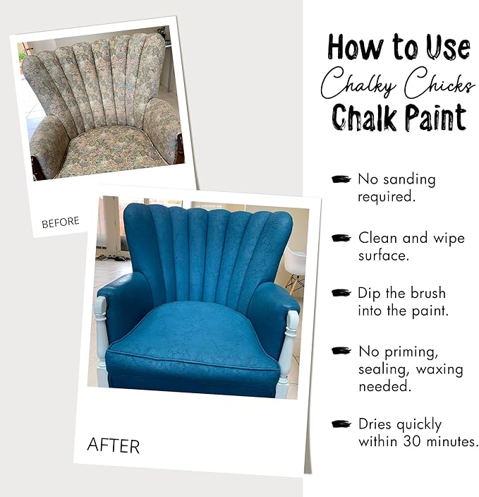 Chalky Chicks All-in-One Chalk Paint for Furniture or Cabinet - 4 Fl Oz - Matte Finish Acorn Orange for Metal, Wood Furniture Paint - No Sanding All-in-One for Home Decor & Crafts, USA Made
