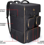 ENHANCE Board Game Backpack - Reinforced Rigid Board Game Storage with Padded Shoulder Straps, Carrying Handle, and Accessories Pockets for Dice, Cards, More - Fits and Protects Tabletop Adventures