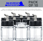 Master Airbrush (Pack of 10) TB-003 Empty 3/4 Ounce (22cc) Glass Jar Bottles with 60° Down Angle Adaptor Lid Assembly - Fits Single-Action Siphon Feed Airbrushes, Use with Master Badger Paasche, Iwata