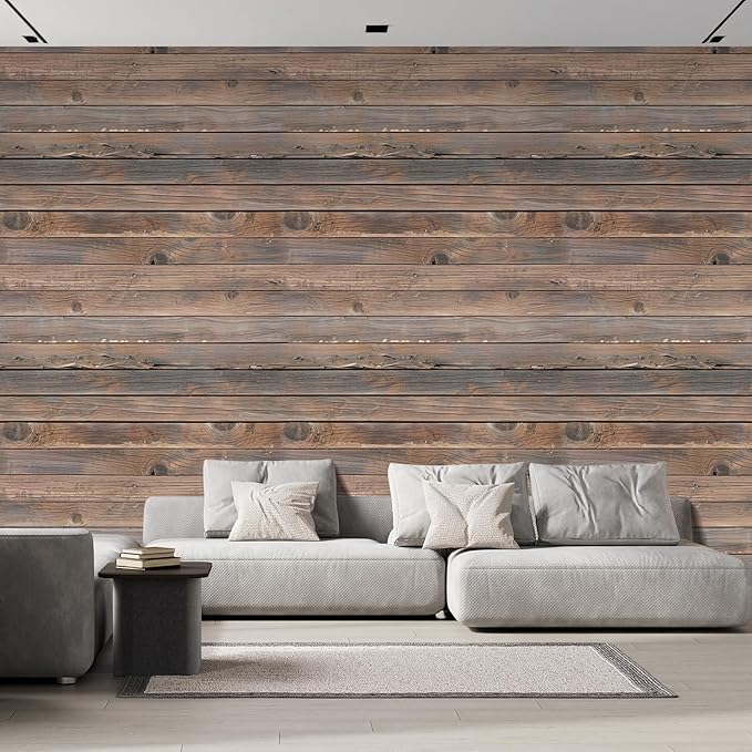 wall26 Horizontal Brown Vintage and Retro Wood Textured Paneling, Wall Mural, Removable Wallpaper, Home Decor - 96x144 inches