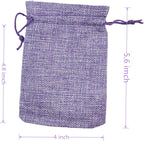 Palmhomee Pack of 25 Burlap Gift Bags with Drawstring Linen Jewelry Pouches Wedding Hessian Jute Bags for Birthday Jewelry and Treat Pouches Party Wedding Favors Gift Art and DIY Craft   (4x5.6 Inch, Lavender)