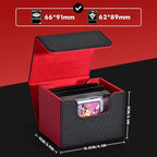 ZLCA Card Deck Box for Trading Cards, MTG Commander Deck Box Holds 120+ Single Sleeved, Leather Magnetic Card Storage Case Fits for TCG CCG Magic (Red& Black)