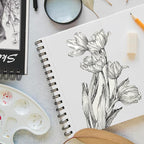 CONDA 5.5 x 8.5 Sketchbook Book - Top Spiral Bound Pad, 2 Packs of 100-Sheets (68lb/100gsm) Acid Free Artistic Paper for Drawing, Painting, Writing - Ideal for Beginners Artists