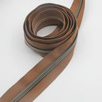 Leekayer #5 Antique Brass Metallic Nylon Coil Zippers by The Yard Bulk 10 Yards (Brown Tape with 25pcs Brass Sliders for DIY Sewing Tailor Craft Bag(Brown)