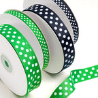 Polka Dot Grosgrain Ribbon 3/4 Inch, 25 Yards Spool Green and White Polka Dot Ribbon for Christmas Gift Wrapping DIY Crafts Hair Bows Wedding Party Decor Sewing and Home Decoration