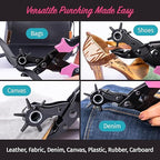 Precision Leather Hole Punch Tool, Best for Belts, Fabric, Leather (Up to 5mm Thick), Multi-Size Puncher for DIY, Craft & Home Projects, Comfortable for Smaller Hands with Reduced Handle Spread, Pink