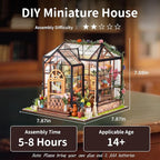 DIY Miniature House Kit, Miniature Kit with LED, Dollhouse Kit for Adults Teen, Mini House Building Kit for Birthday, Jenny Greenhouse